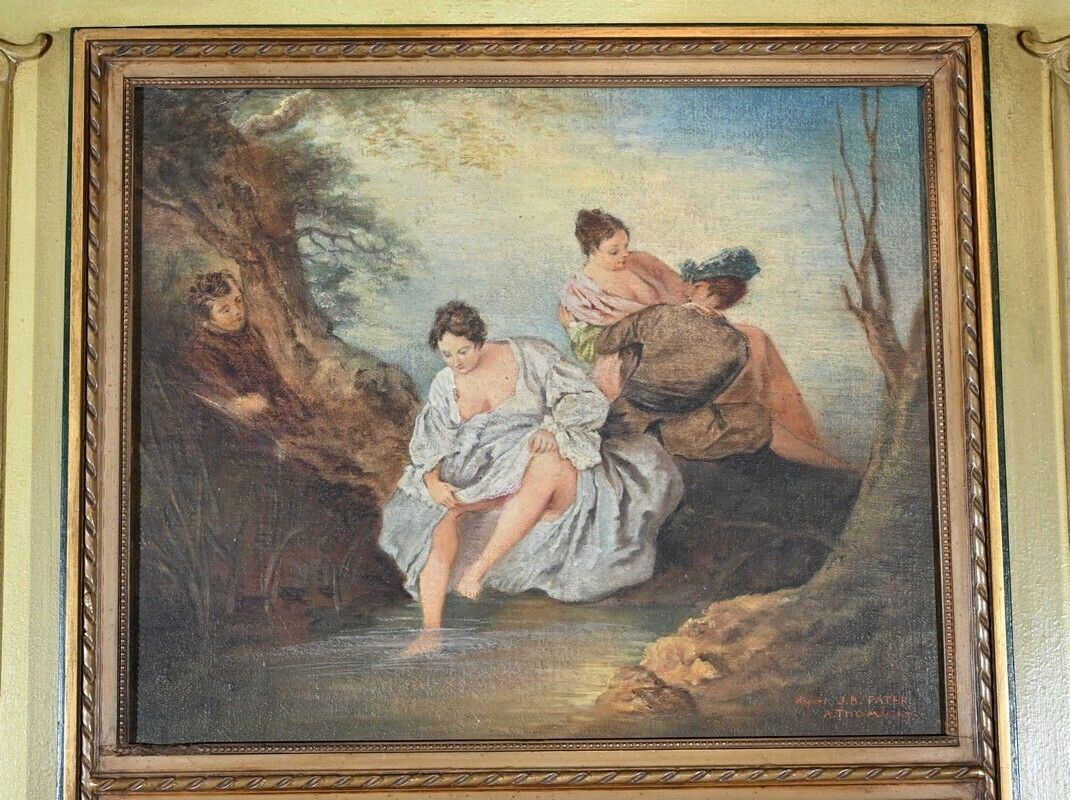 Trumeau Mirror In Lacquered Wood, Signed A.Thomaray, Louis XVI – 20th Century Style photo 1063.2258069499999