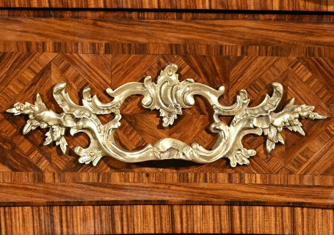 photo buy Tomb Commode In Violet Wood Marquetry, Louis XIV/Louis XV Transition Style – 1st Part 20th