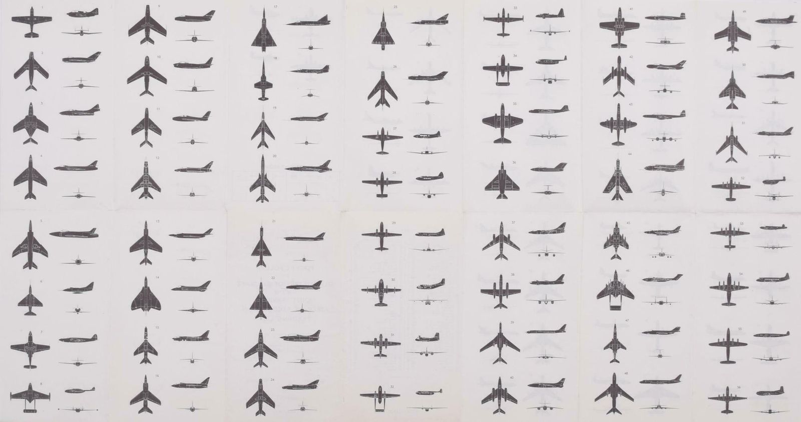 Unknown Silhouettes Of Aircraft On The Joint Services Aircraft Recognition Training List 1959