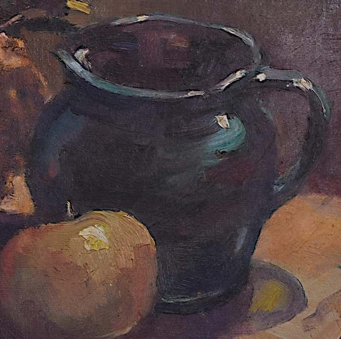 Still Life With Pineapple 20th Century Oil Painting By Angela Stones photo Art