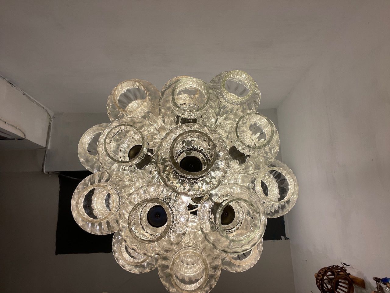 photo furniture Iconic Murano Glass Barbell Chandelier By Venini 1960’s