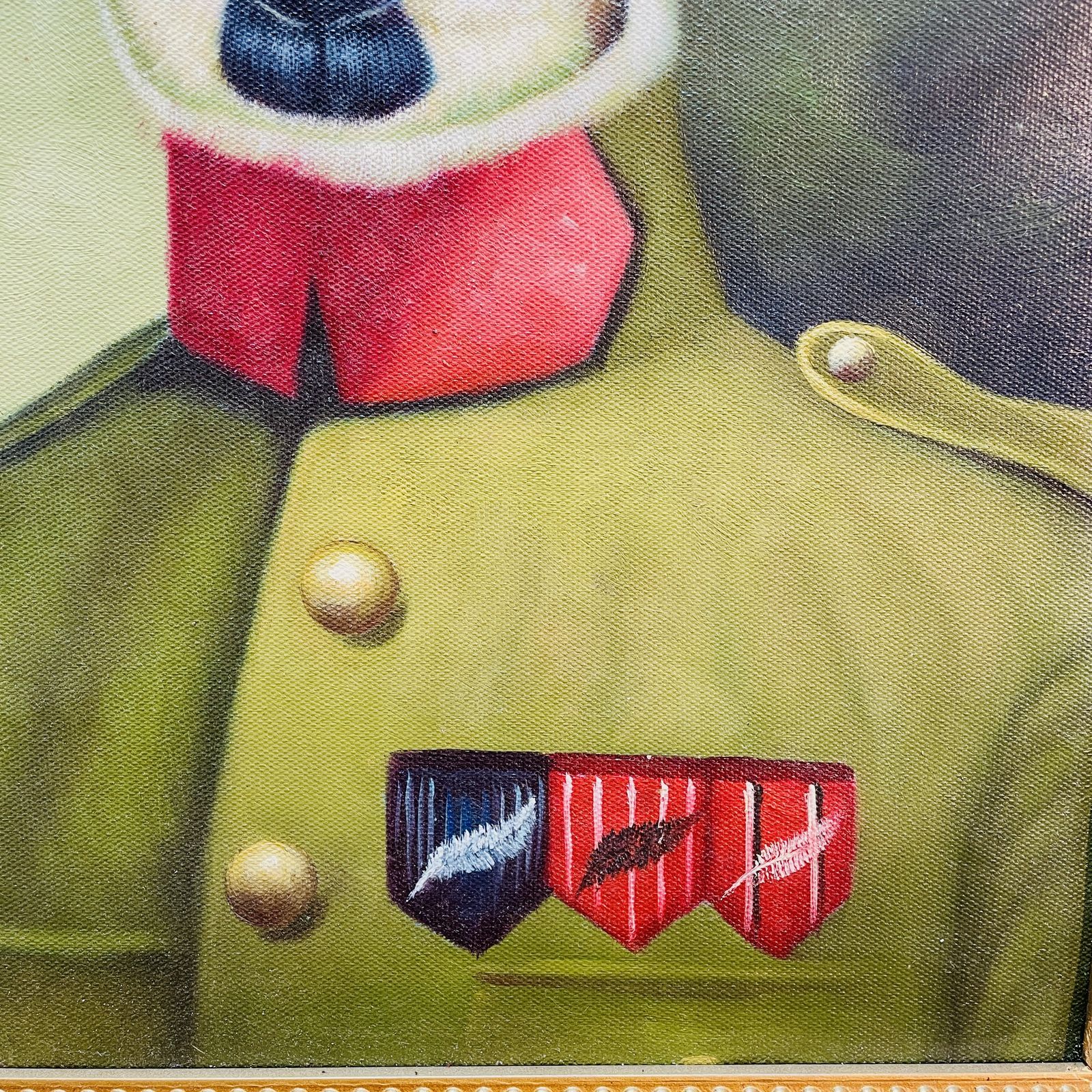 Vintage 'Stalin Dog' Painting On Canvas, Framed + Unsigned photo Art