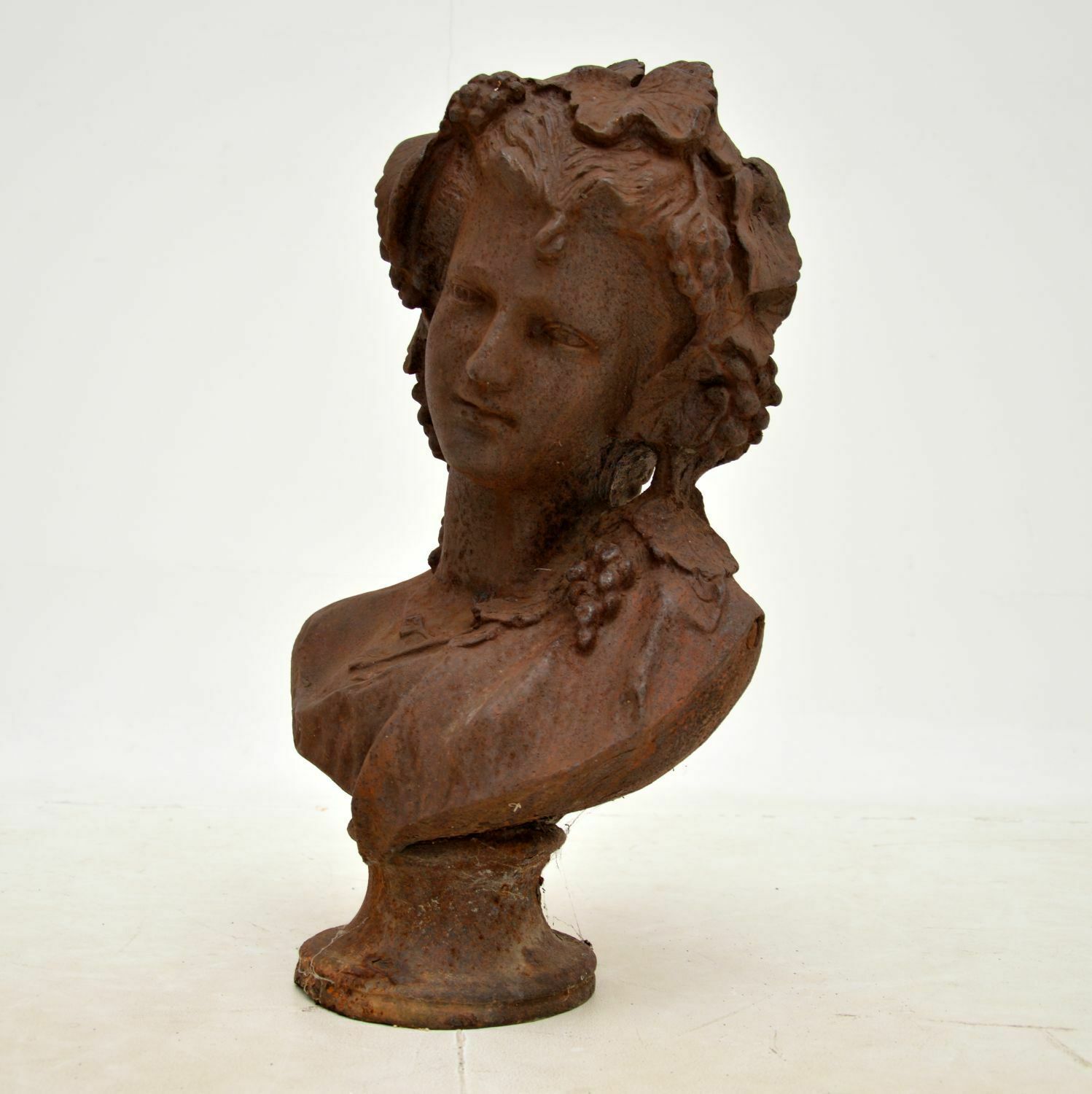 Antique Cast Iron Bust Of A Young Woman photo furniture