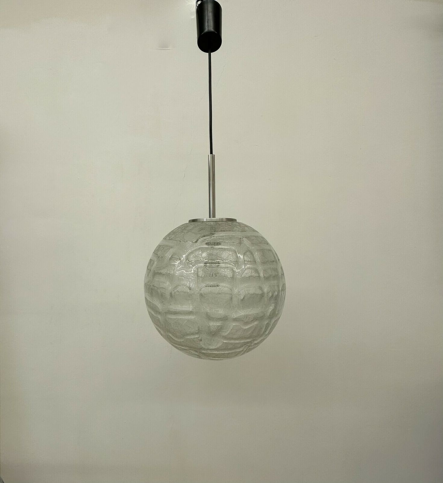 Mid Century Doria Leuchten Glass Hanging Lamp , 1970’s photo for sale