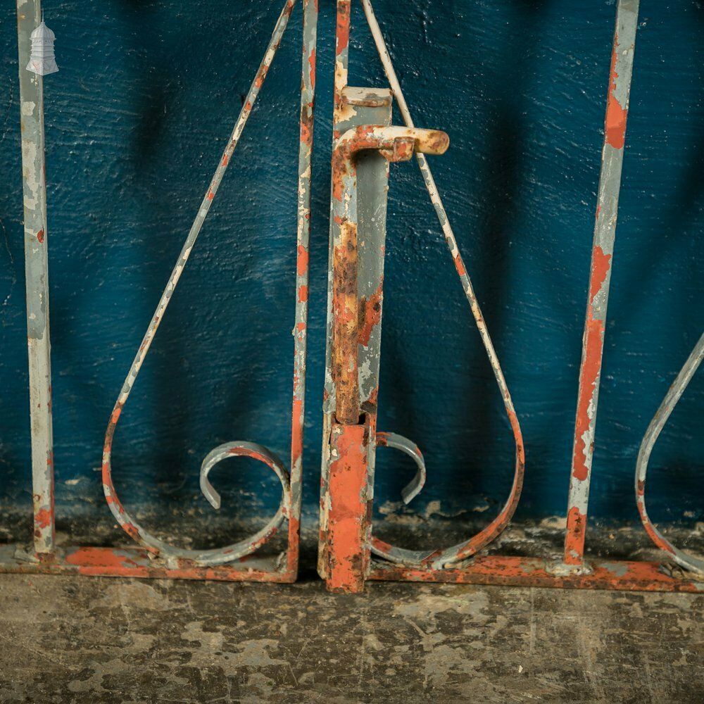 Wrought Iron Driveway Gates, Pair Of 20th C Gates With Distressed Paint Finish photo buy