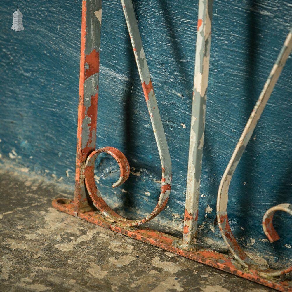 Wrought Iron Driveway Gates, Pair Of 20th C Gates With Distressed Paint Finish photo vintage
