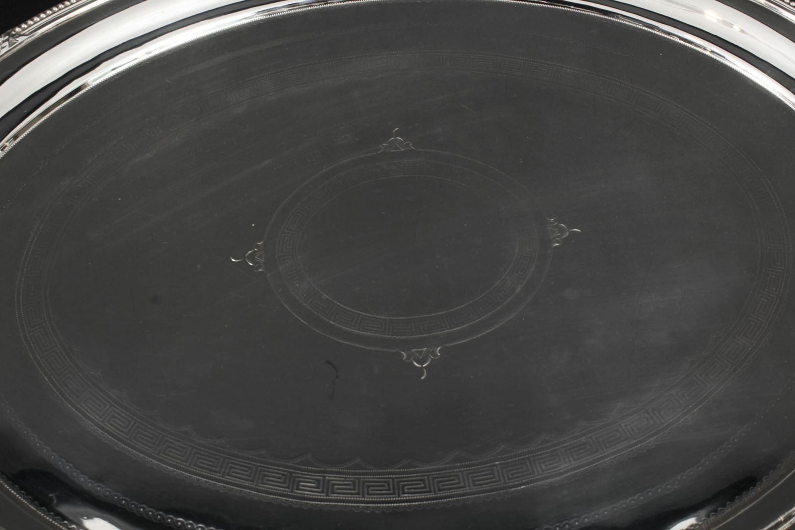 photo furniture Antique Large German Oval Silver Plated Tray Peters Hamburg 19th C