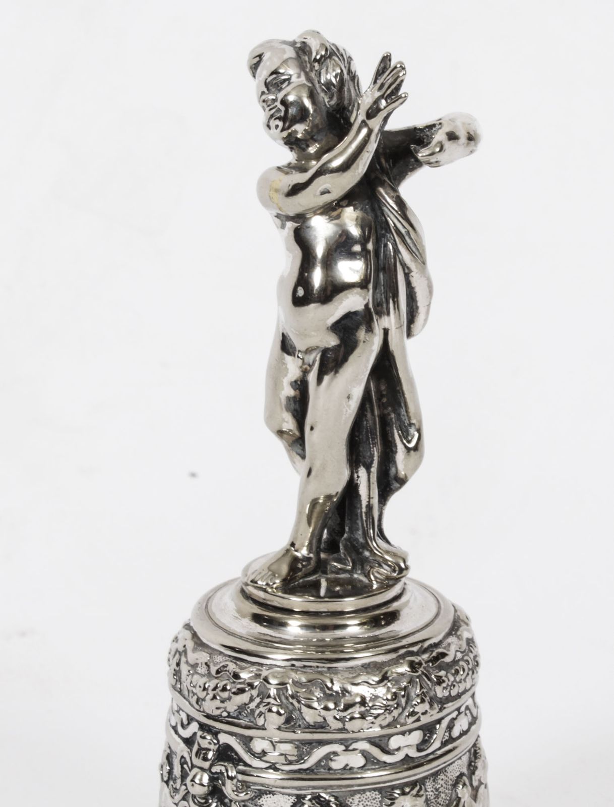 Antique Silver Plated Hand  Bell Renaissance Revival 19th Century photo furniture