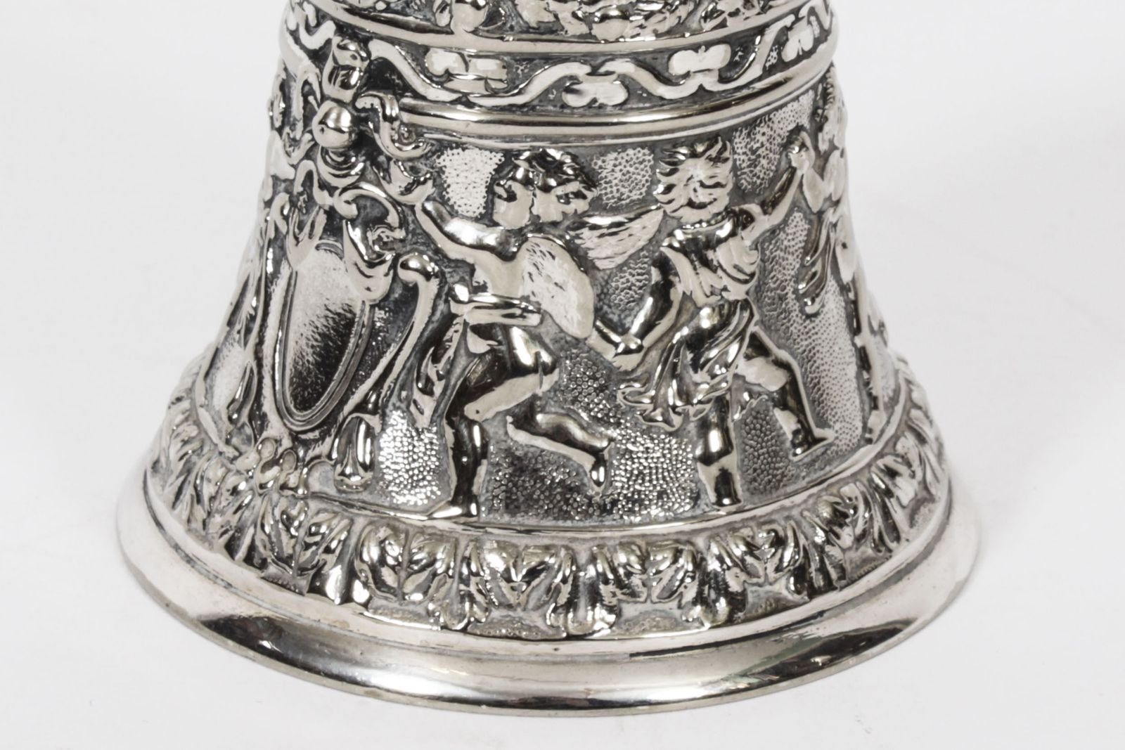 Antique Silver Plated Hand  Bell Renaissance Revival 19th Century photo vinterior