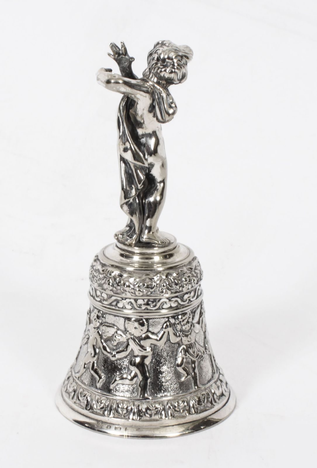 Antique Silver Plated Hand  Bell Renaissance Revival 19th Century photo vintage
