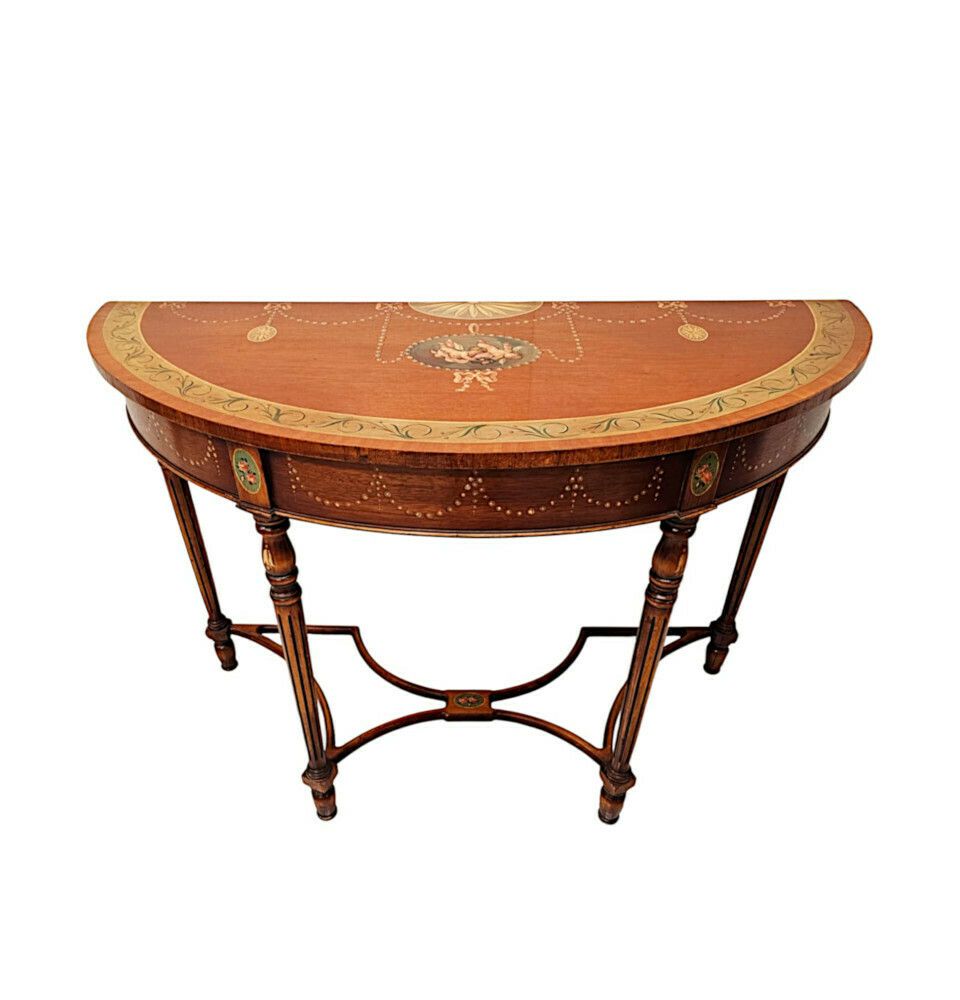 A Very Fine Pair Of 20th Century Hand Painted Demilune Side Tables € 8,500.00 photo Furniture