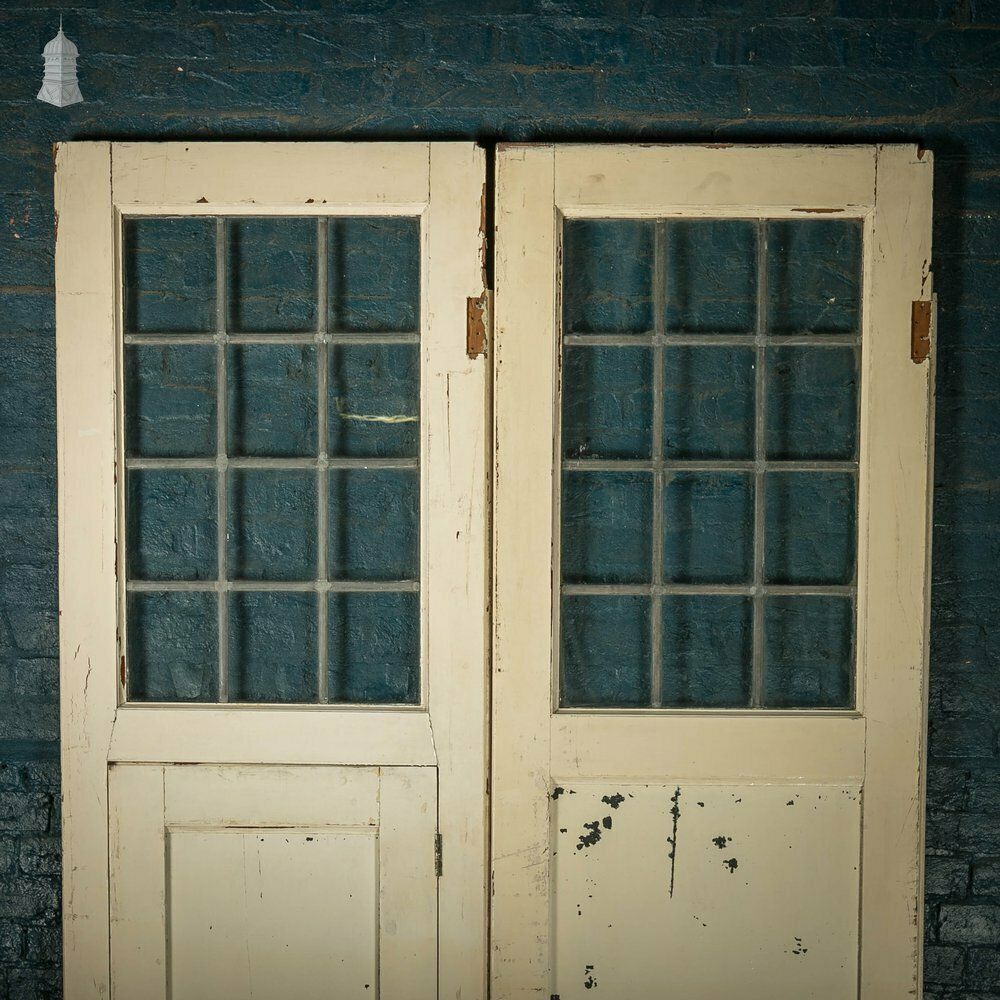 Glazed Room Divider, Leaded Glass With Internal Door And White Painted Finish photo buy