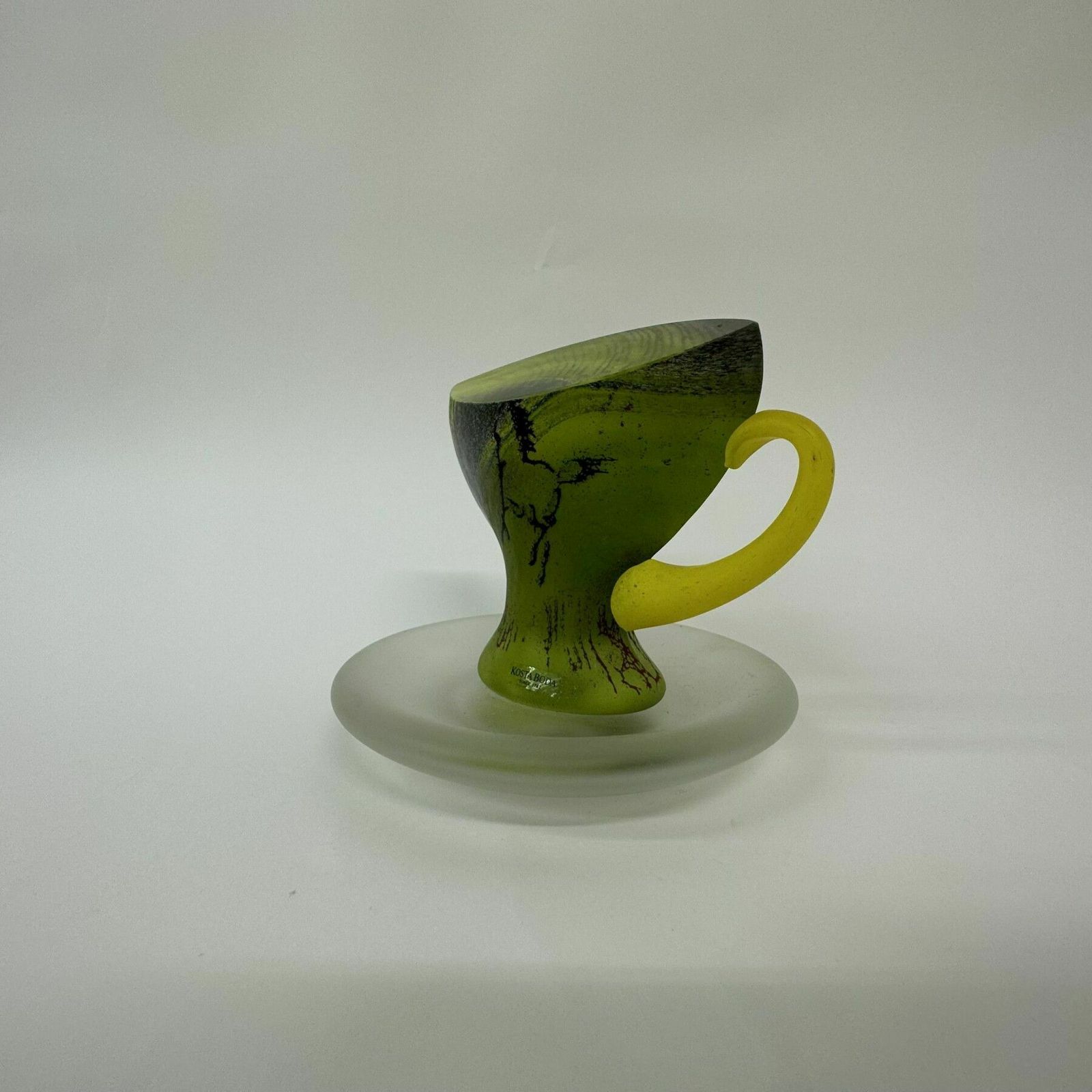 photo for sale Rare Kjell Engman For Kosta Boda Sweden Green Glass Teacup , 1980’s