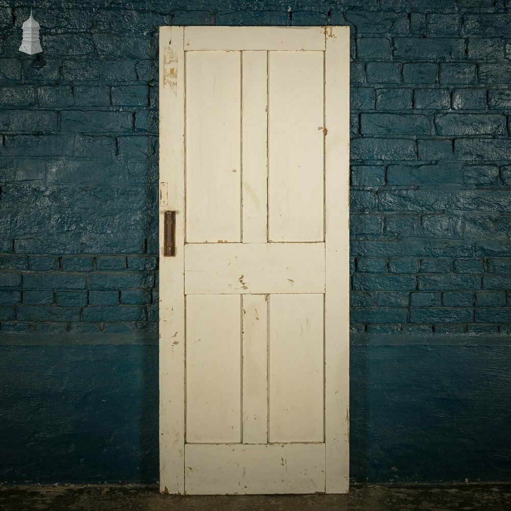 Pine Panelled Door, 4 Panel White Painted photo vintage
