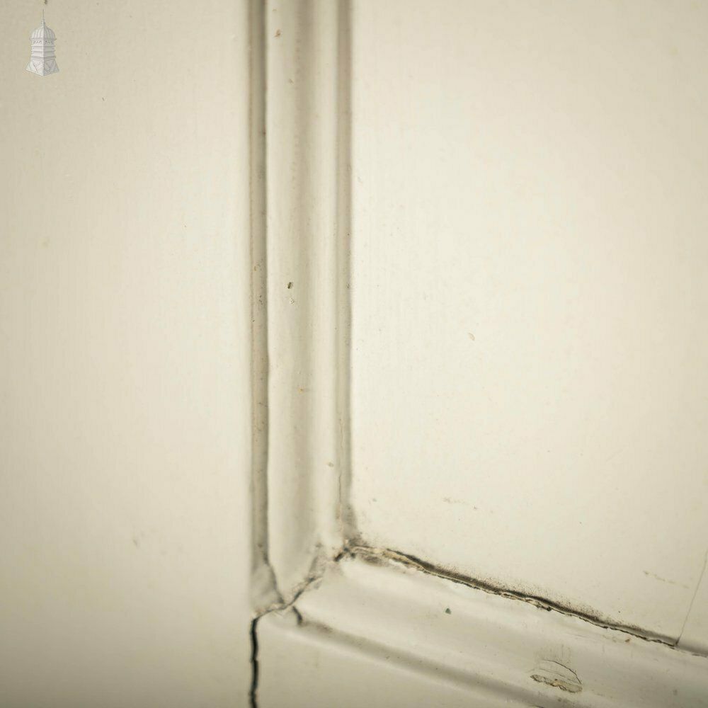 Pine Panelled Door, Moulded 19th C 4 Panel, White Painted photo for sale