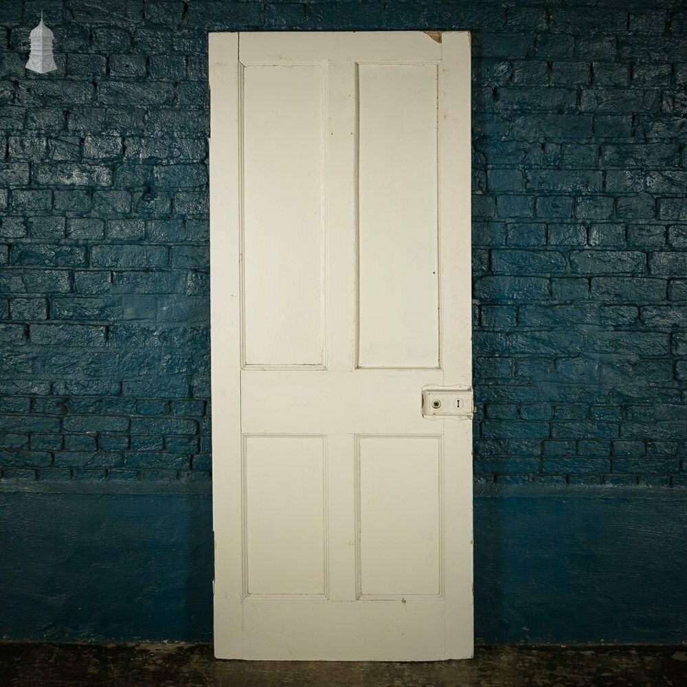 photo furniture Pine Panelled Door, Moulded 19th C 4 Panel, White Painted