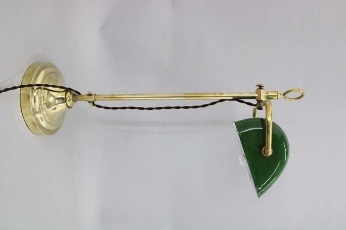 1930s Art Deco Brass Banker Table Lamp, Czechoslovakia photo vinterior
