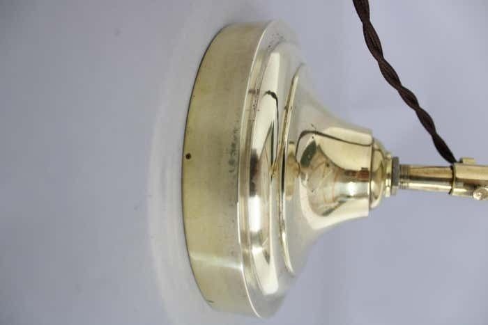 673.0 1930s Art Deco Brass Banker Table Lamp, Czechoslovakia photo