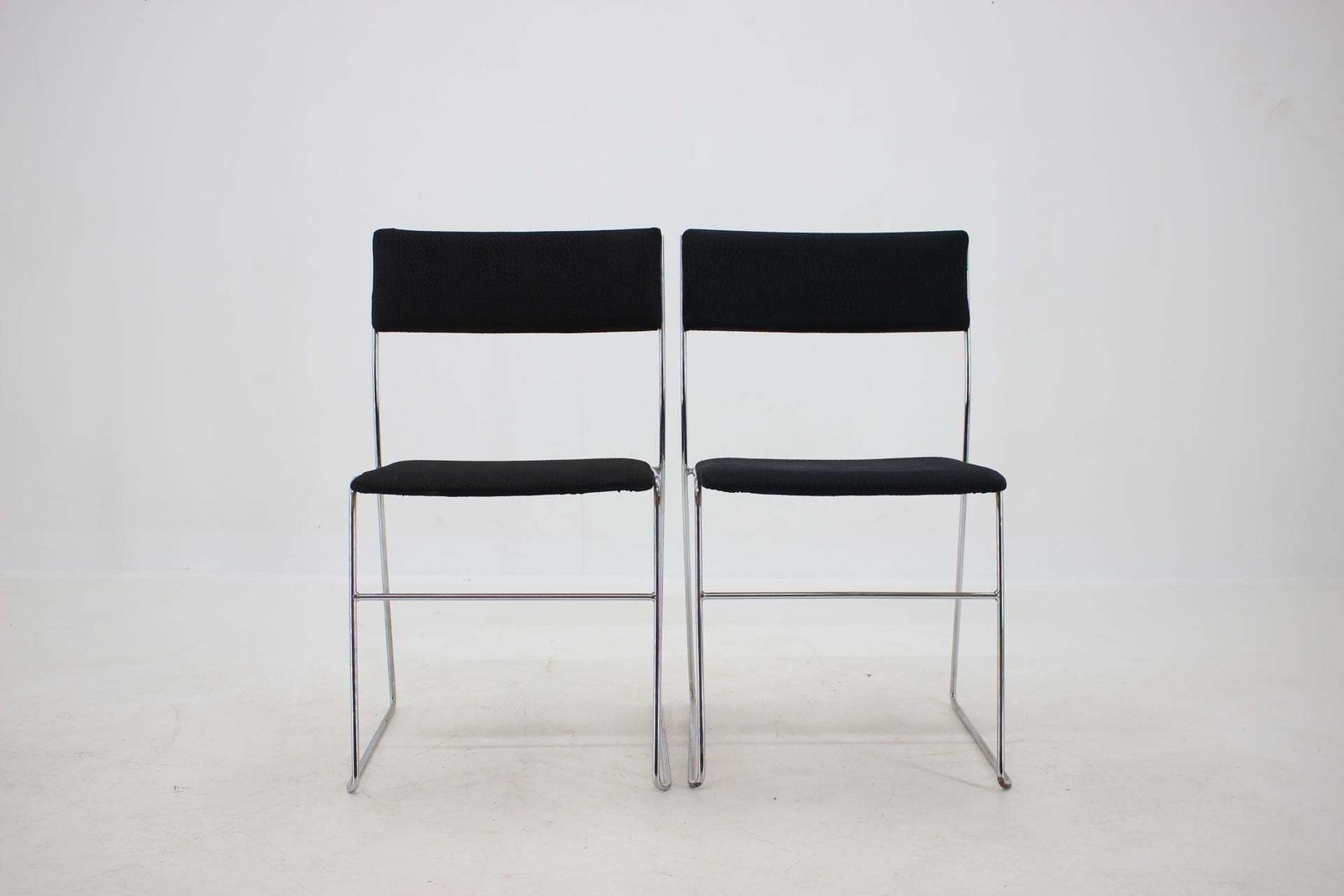 1970s Set Of Four Minimalist Chrome Plated Dining Chairs, Czechoslovakia photo for sale
