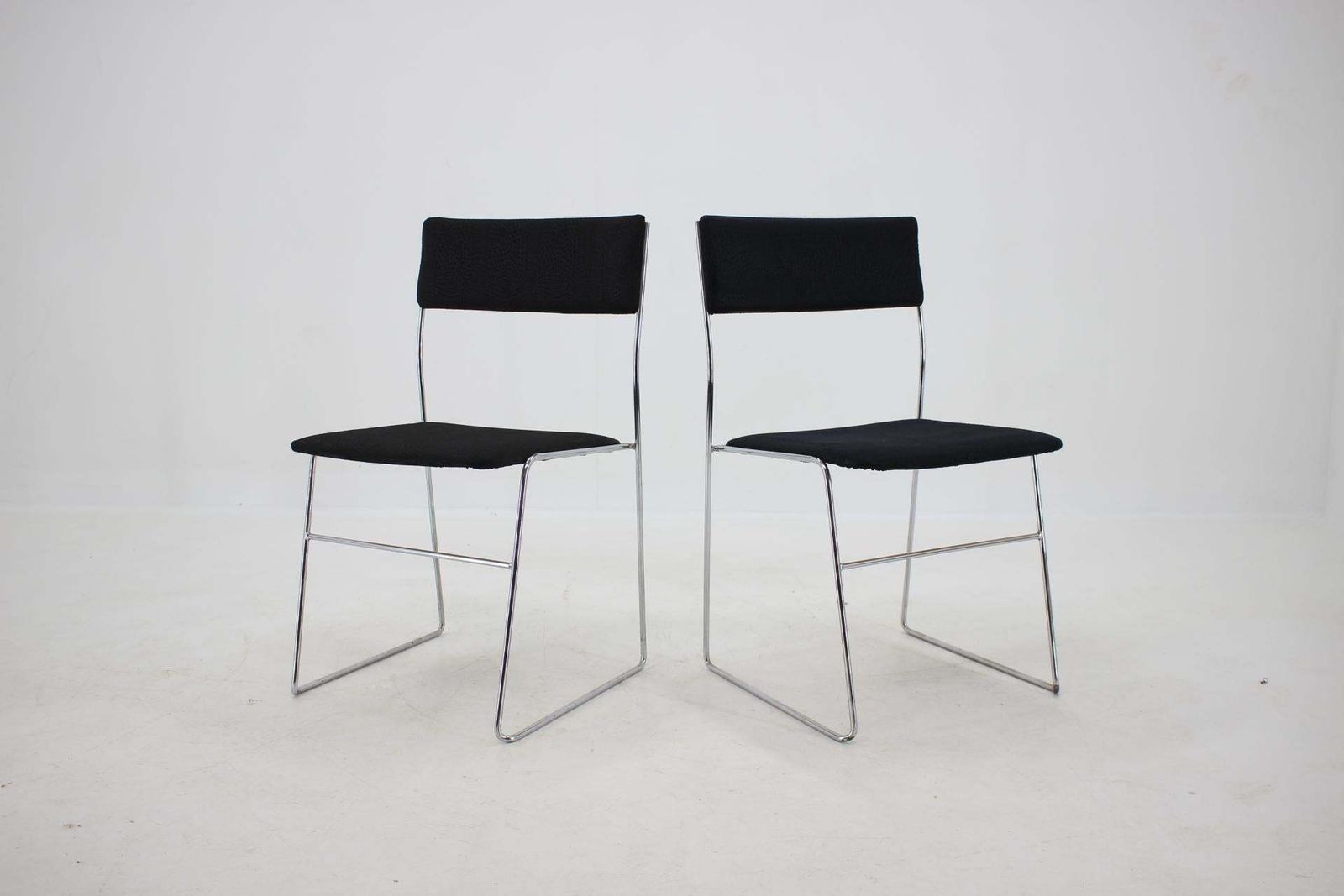 1970s Set Of Four Minimalist Chrome Plated Dining Chairs, Czechoslovakia photo Furniture