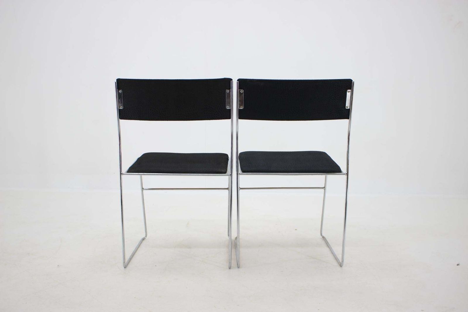 1970s Set Of Four Minimalist Chrome Plated Dining Chairs, Czechoslovakia photo buy