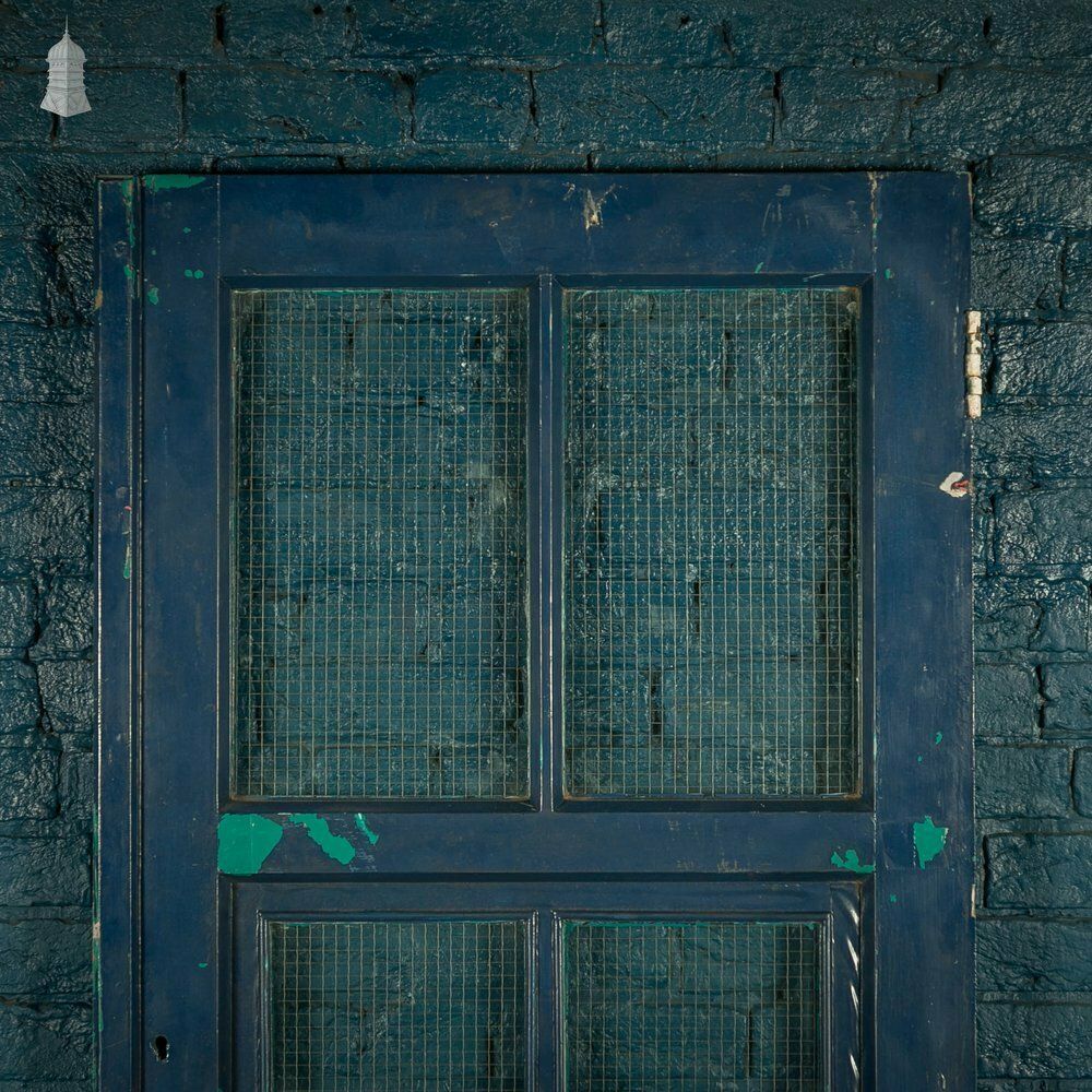 Half Glazed Door, Painted Pitch Pine Fitted With Wired Safety Glass photo Home Fixtures