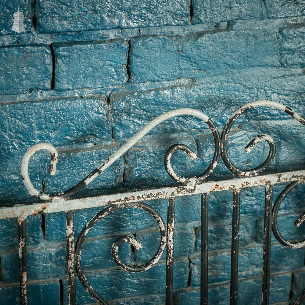 Wrought Iron Driveway Gates, Pair Of 20th C Gates With Distressed Painted Finish photo 630.0
