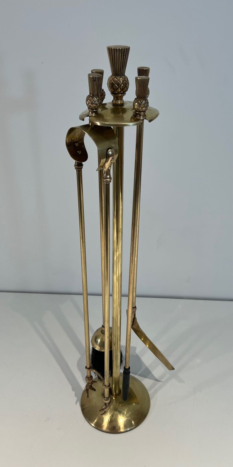 850.0 Brass Fire Kit Pineapple Model In The Style Of Maison Jansen photo