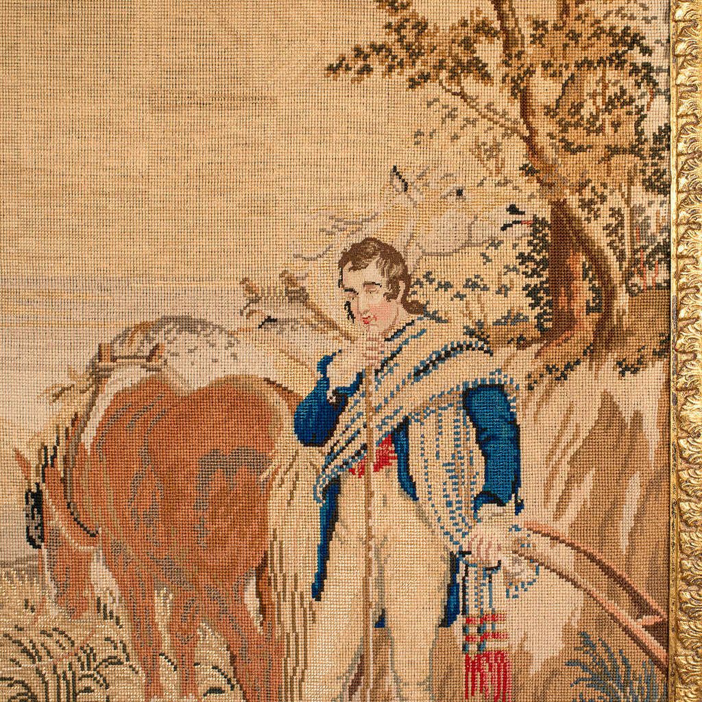 Antique Framed Tapestry, Continental, Needlepoint, Giltwood, Panel, Victorian photo 985.0