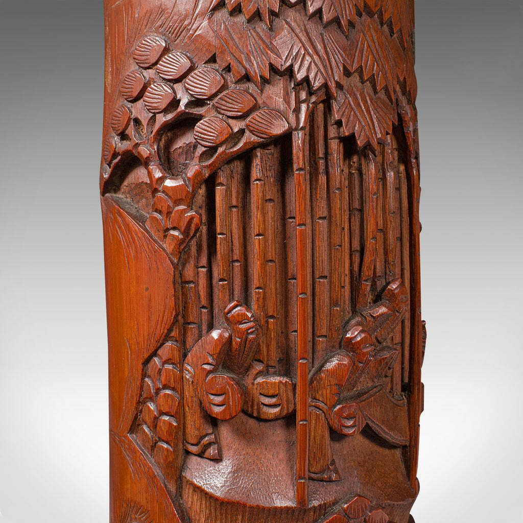 Home Decor Tall Pair Of Antique Brush Pots, Chinese, Bamboo, Bitong, Flower Vase, Victorian photo