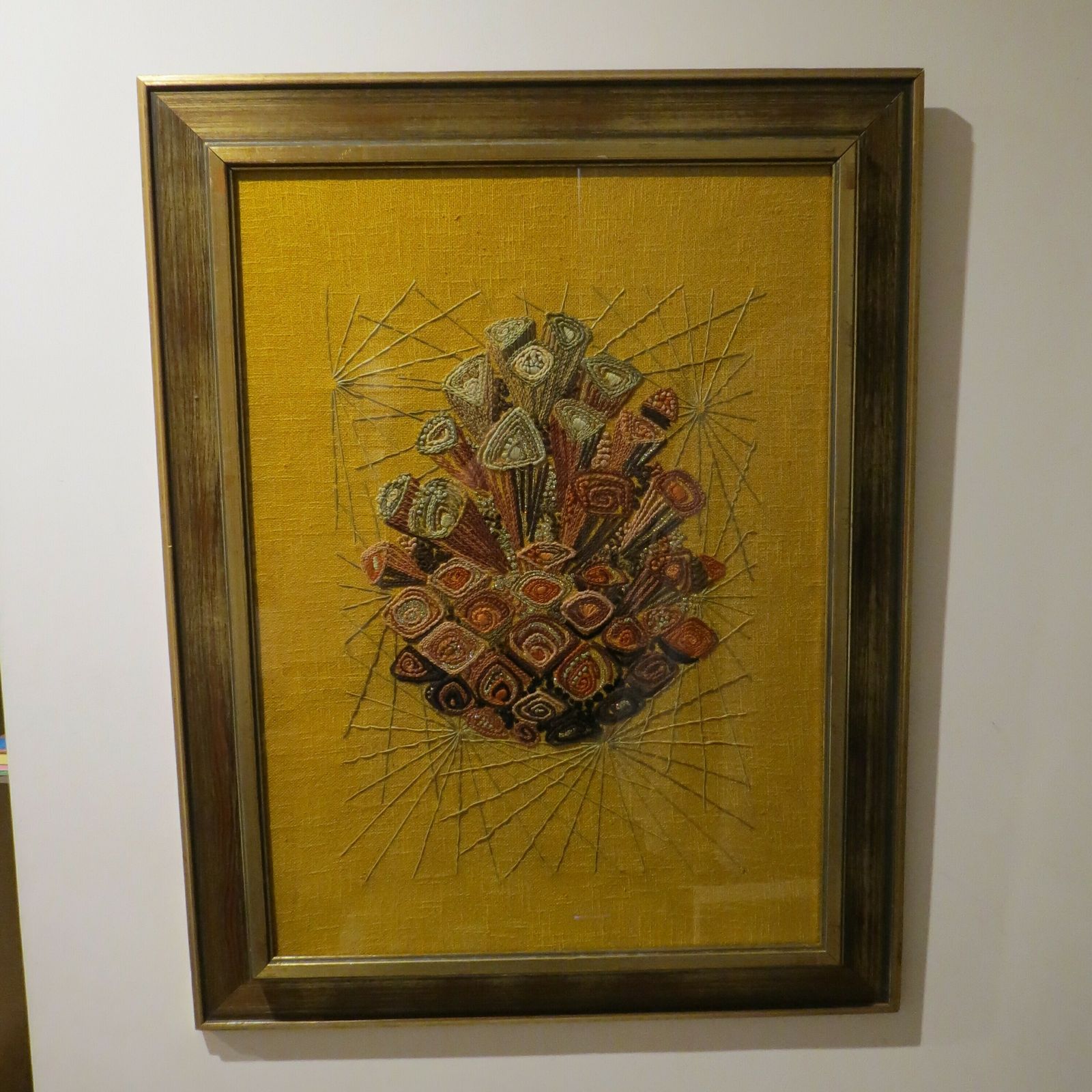 Art Scandinavian Swedish 1960s Wall Hanging Crewel Picture Wall Art photo