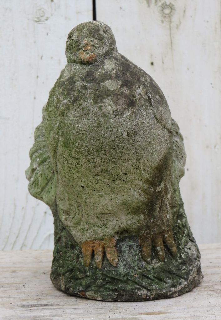 Vintage English Weathered Garden Stone Dove Ornament photo vinterior