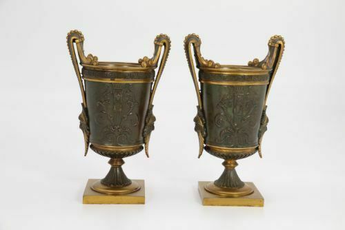 Empire Period Bronze And Ormolu Grecian Style Pair Of Classical Urns Circa 1830 photo furniture