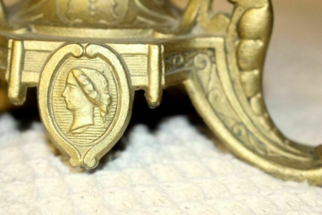 photo for sale Antique Old Brass Napoleon III 171 Lsf Lady Figure Candle Holder