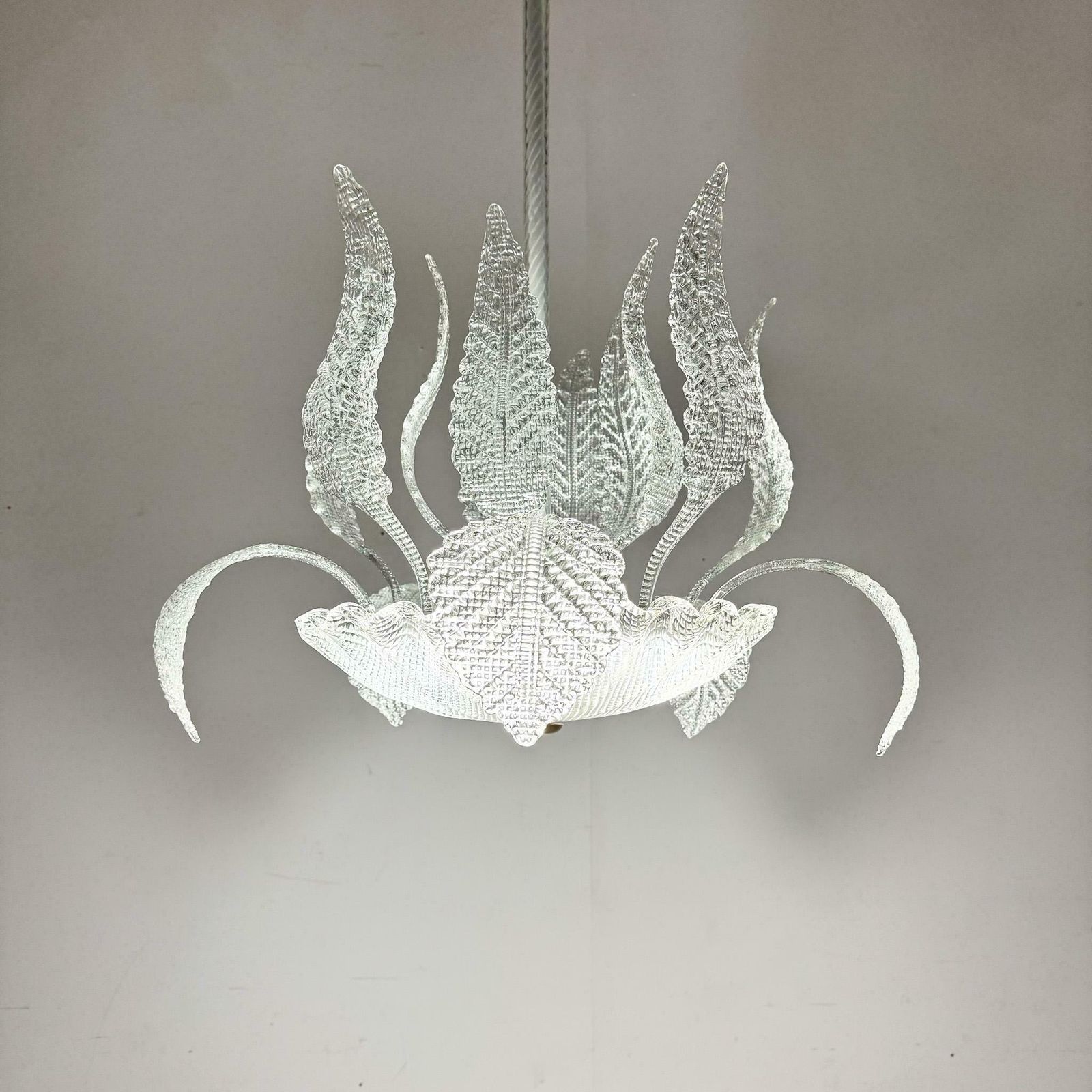 photo for sale 1950's Barovier & Toso Murano Glass And Brass Chandelier