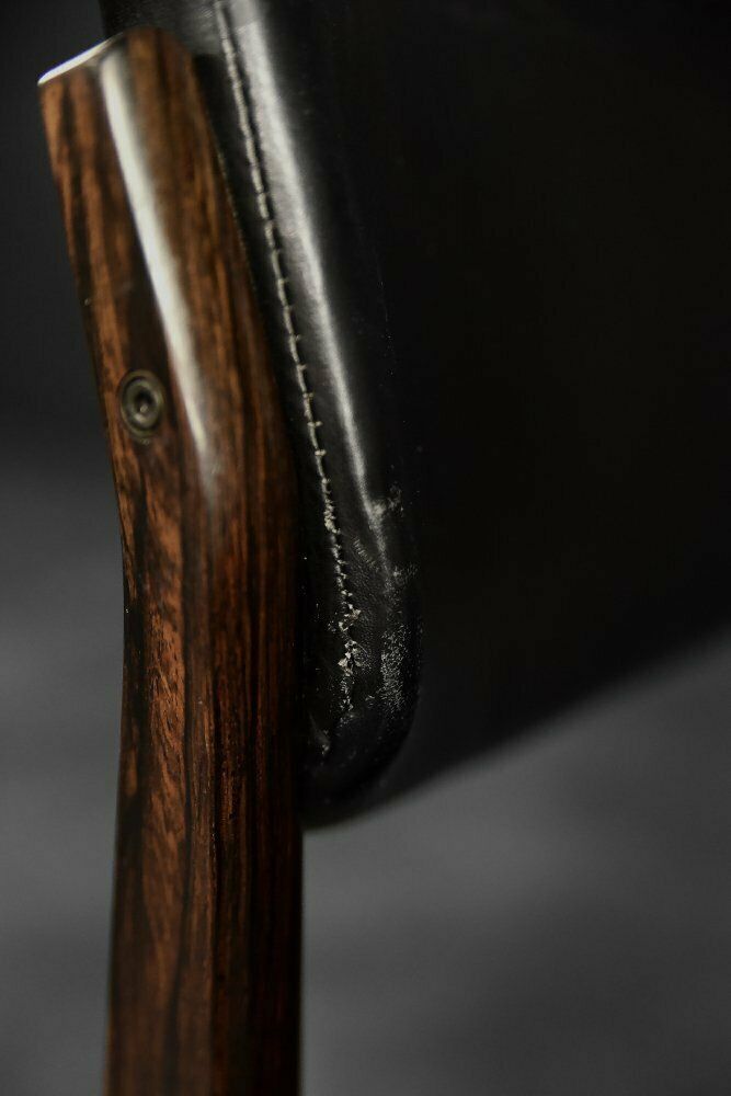photo vintage Mid Century Scandinavian Modern Rosewood & Black Leather Chairs By H.W. Klein For Bramin, 1960s, Set Of 3