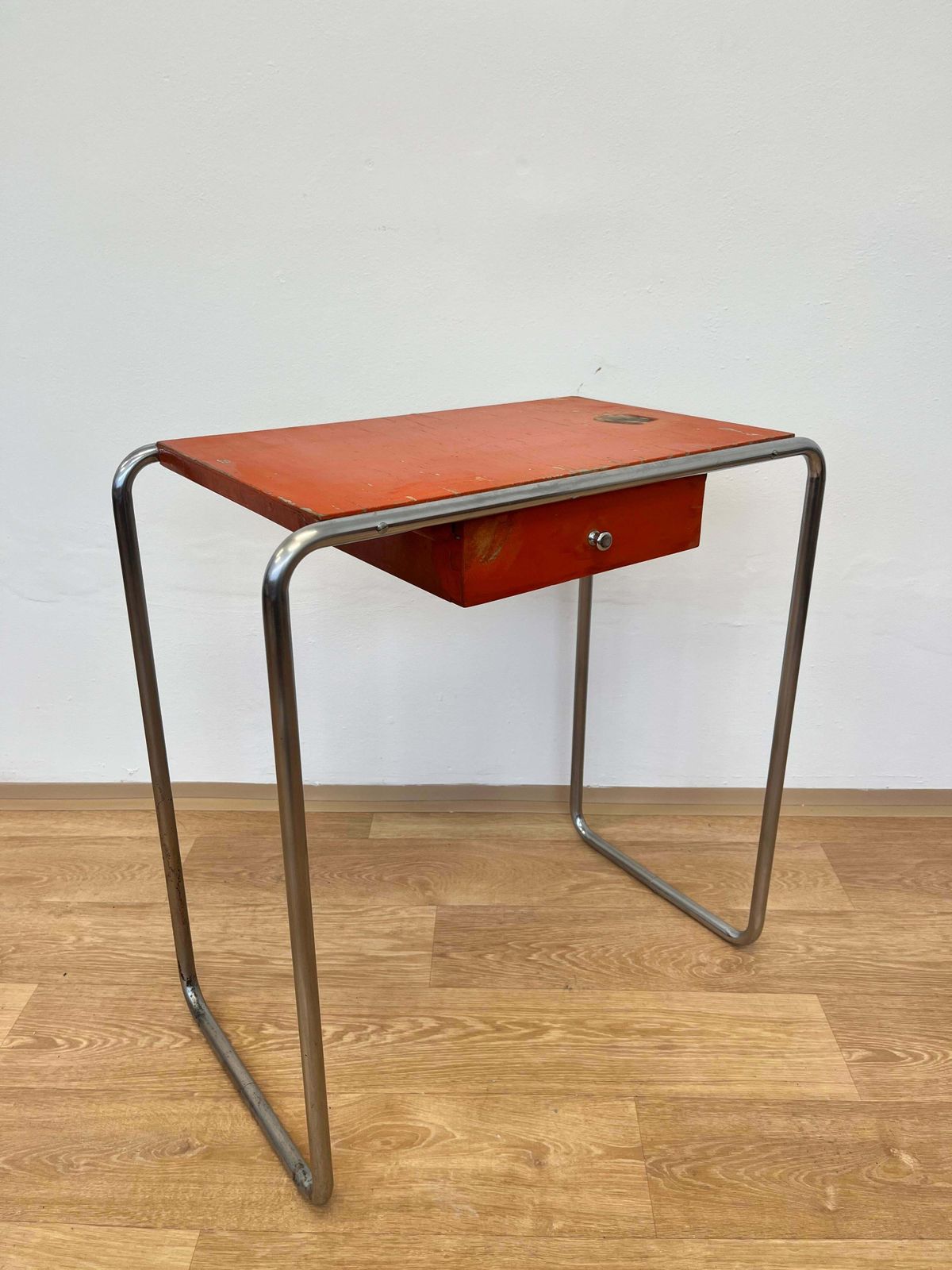 Bauhaus Tubular Steel Chrome Table Model R12 By Robert Slezak   1930s photo vintage