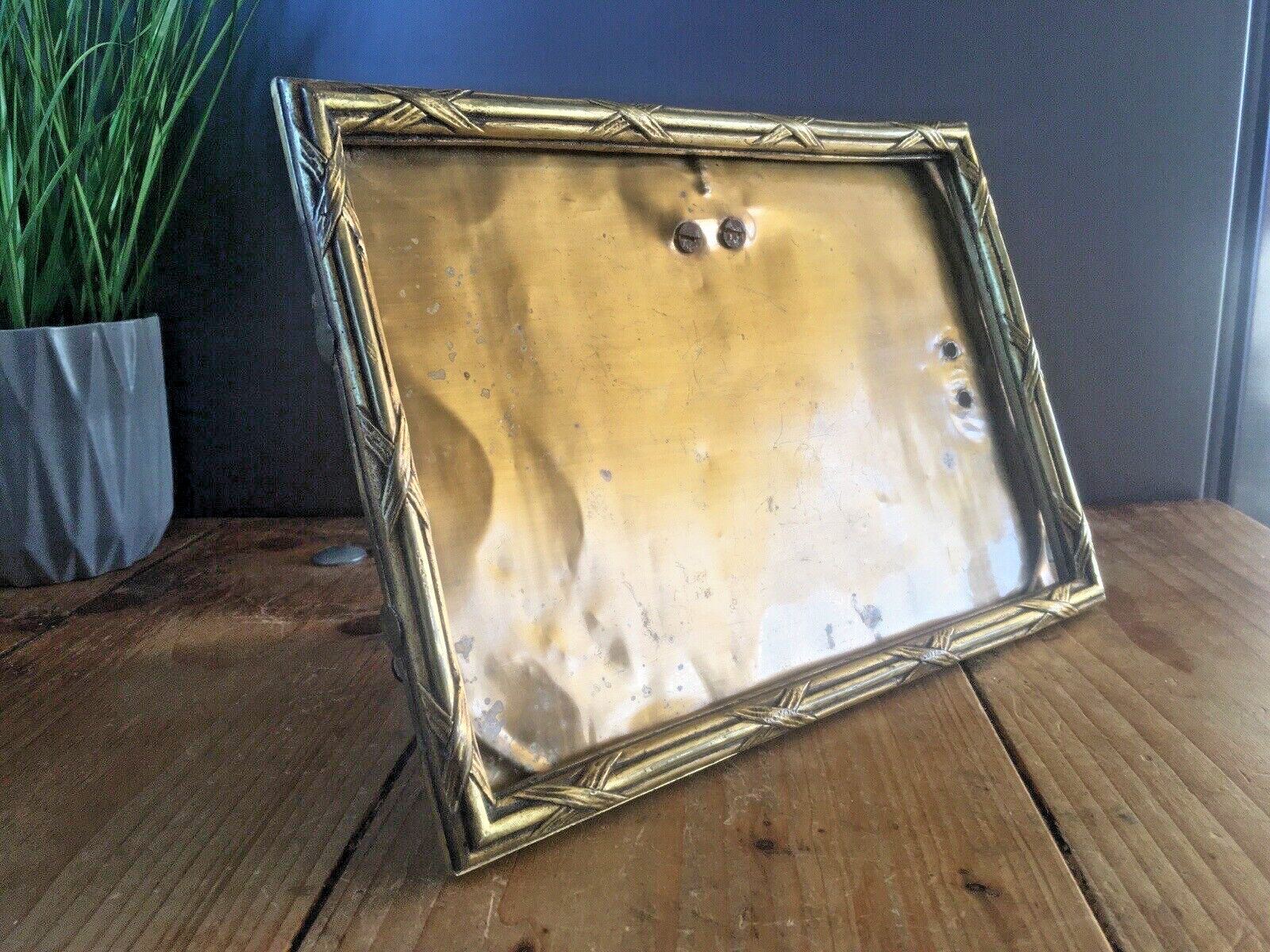 Antique C1900 French Bamboo Effect Regency Gilt Brass Easel Picture Photo Frame photo Home Decor