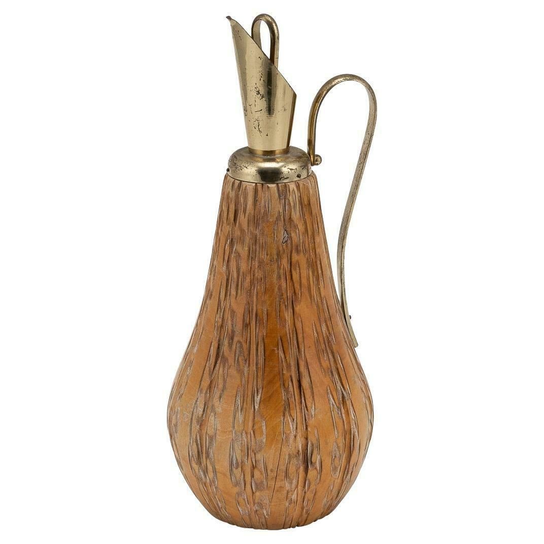 20th Century Italian Carved Wood Flask By Aldo Tura For Macabo C.1960