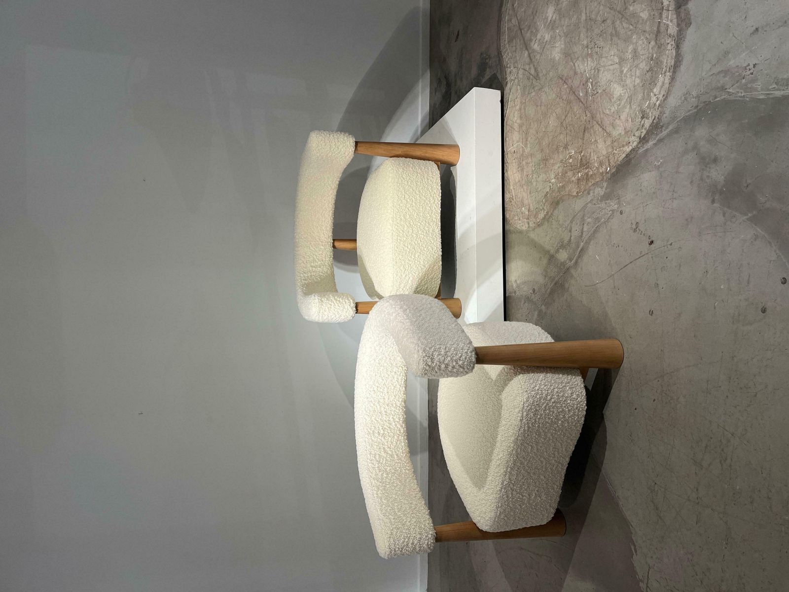 Pair Of Armchairs In Tulle And Light Wood photo for sale
