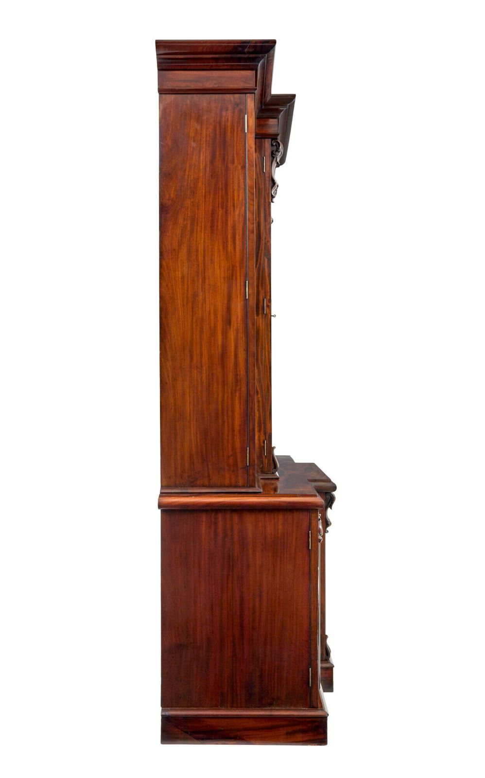 Early Victorian 19th Century Flame Mahogany Breakfront Bookcase photo buy