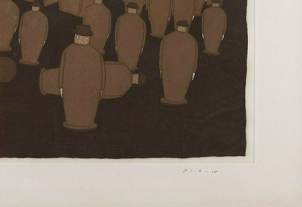 Jean Michel Folon, Composition, Etching, 1970s photo furniture