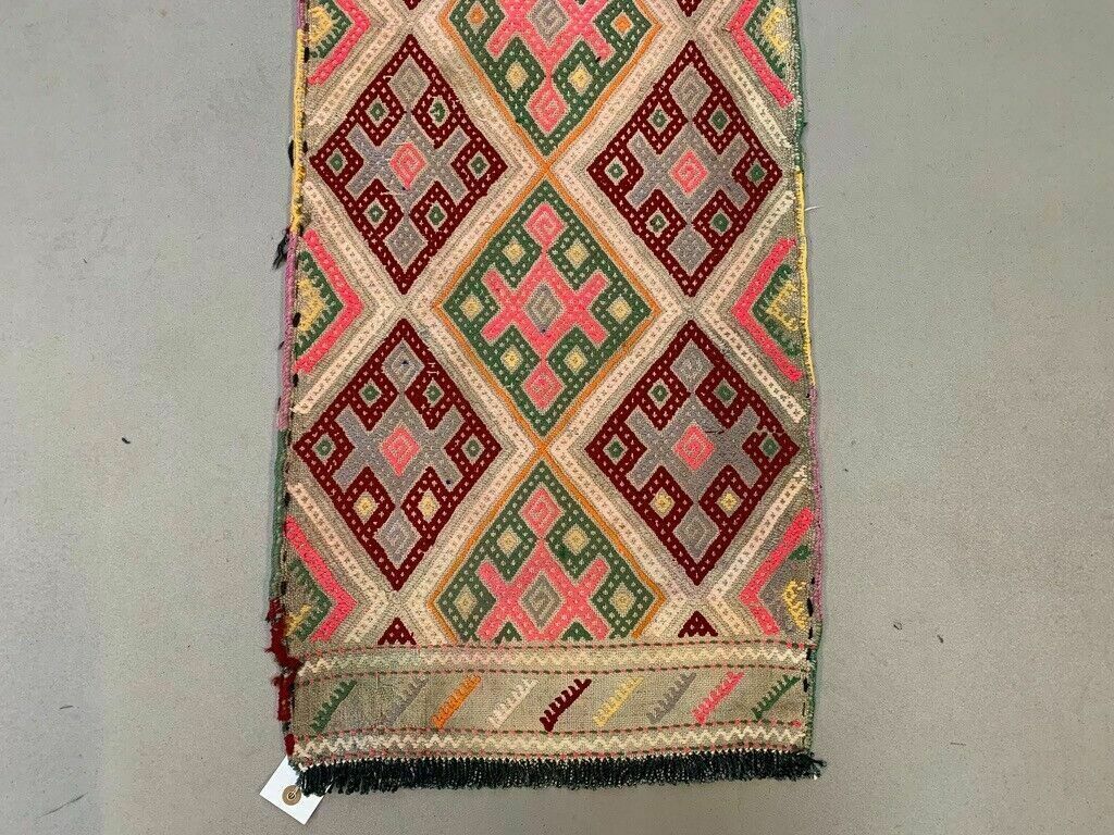 Vintage Turkish Mini Kilim 88x44 Cm Wool Small Kelim Runner, Shabby Chic photo Textiles