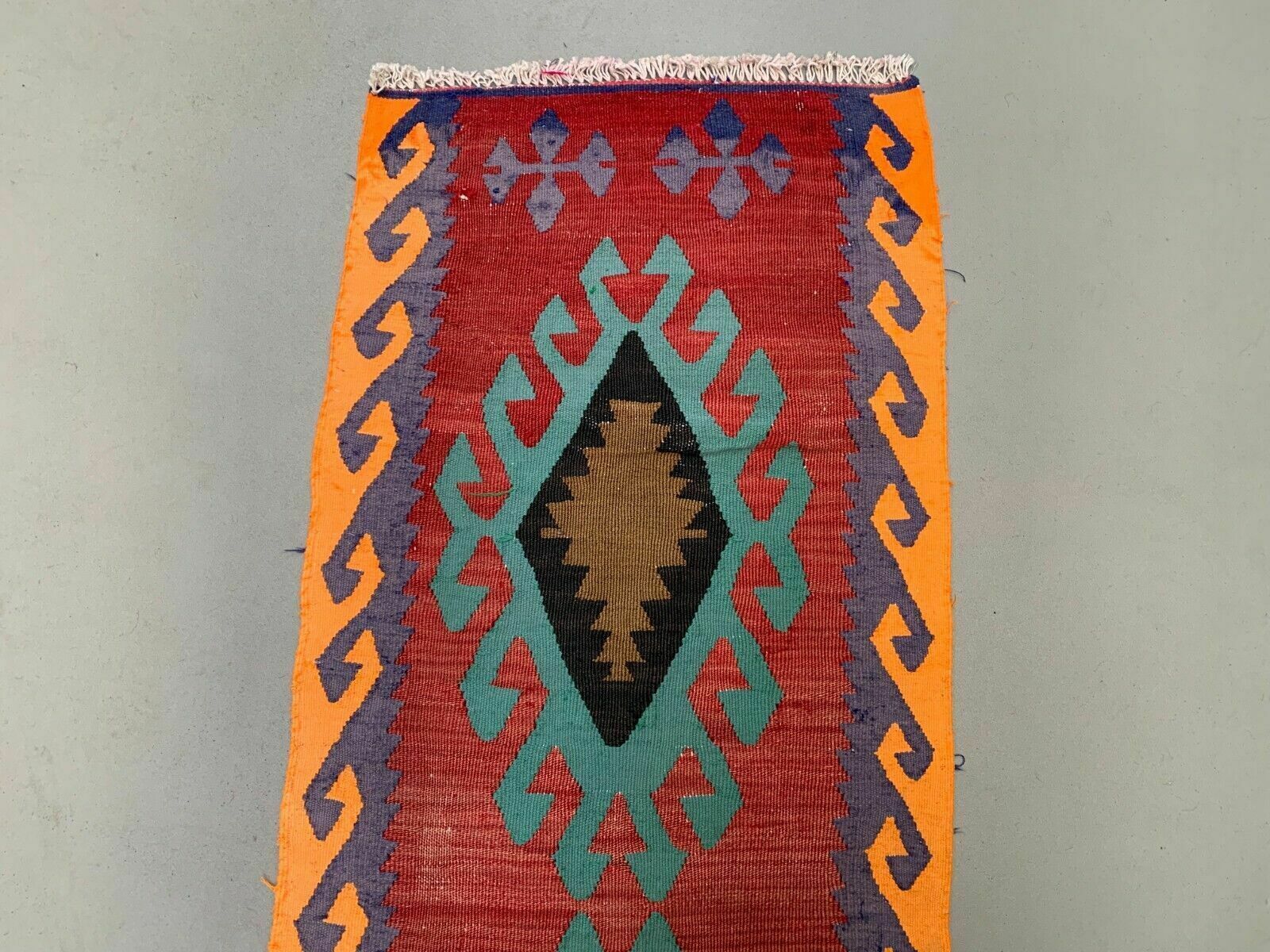 Vintage Turkish Mini Kilim 135x51 Cm Wool Small Kelim Runner, Shabby Chic photo 165.0