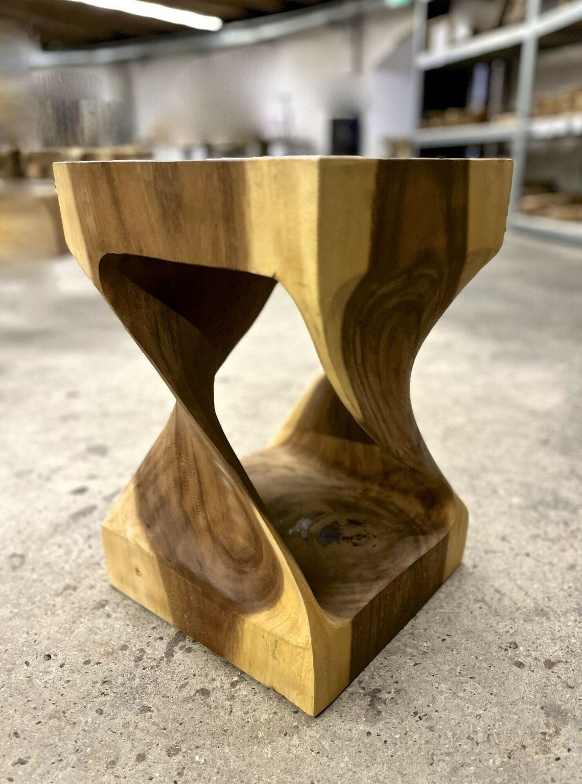 Organic Modern Suar Wood Side Table, Handcarved, Idn 2023 photo 880.0