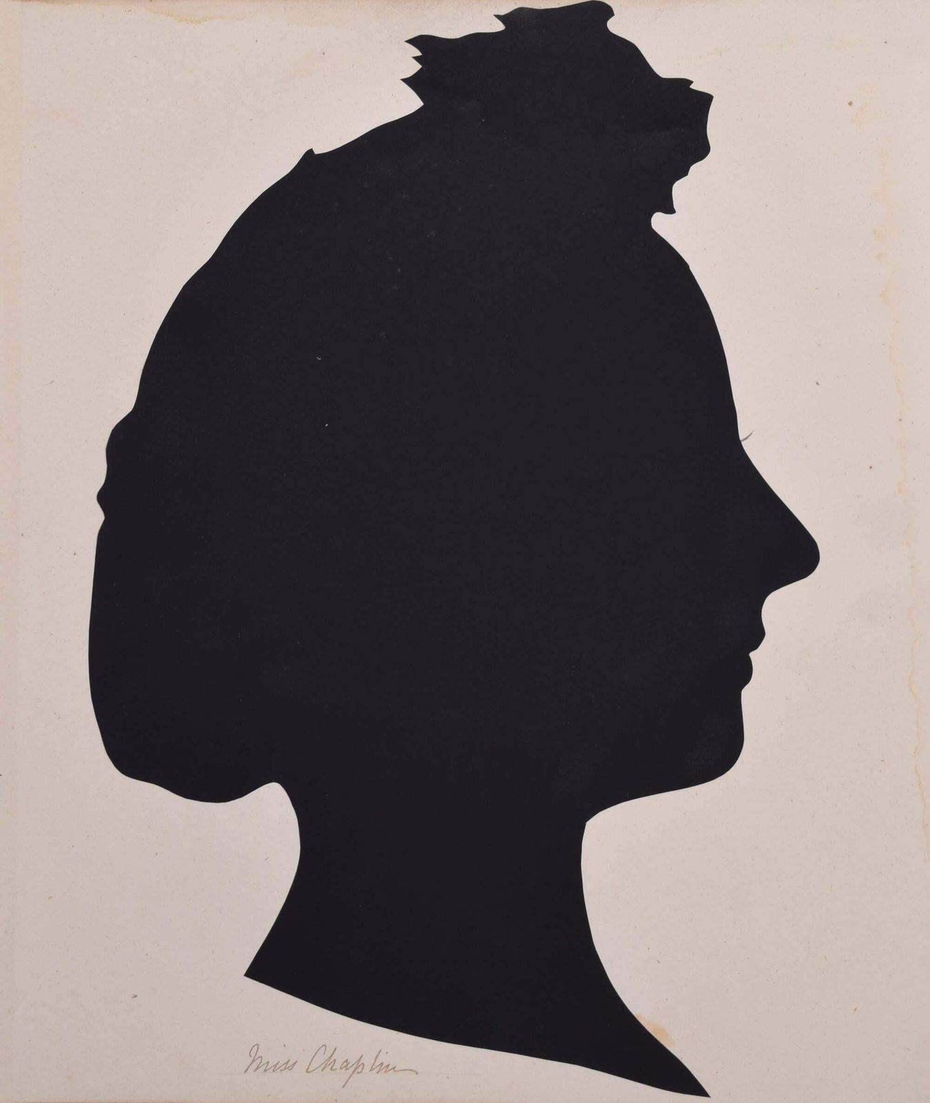 Unknown Nineteenth Century Silhouette Of A Lady: Miss Chaplin Circa 1870