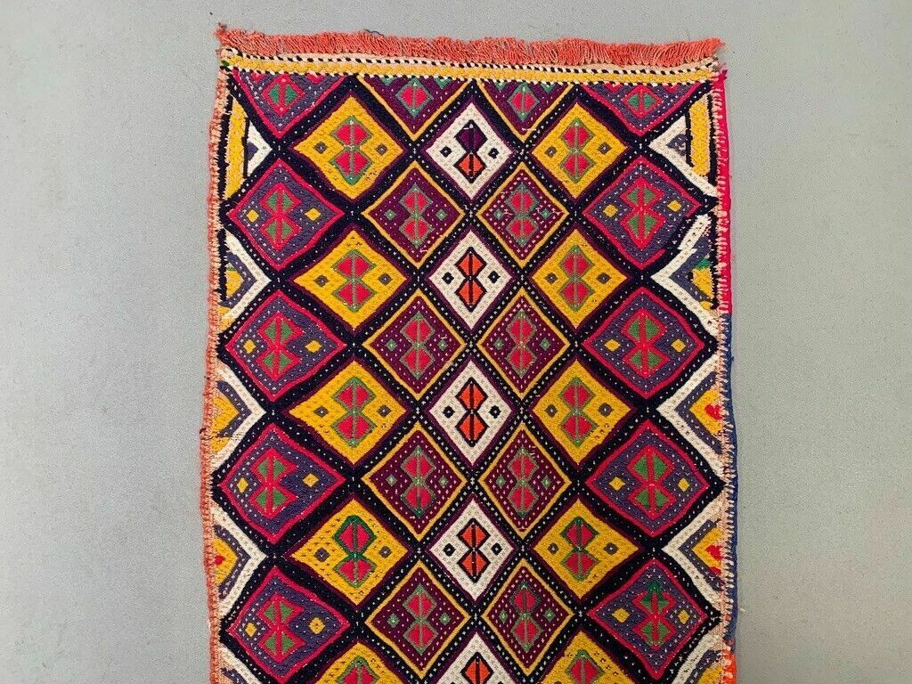 Vintage Turkish Mini Kilim 86x46 Cm Wool Small Kelim Runner, Shabby Chic photo 175.0