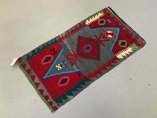Vintage Turkish Mini Kilim 102x53 Cm Wool Small Kelim Runner, Shabby Chic photo for sale