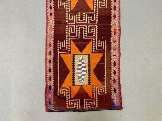 Vintage Turkish Mini Kilim 116x50 Cm Wool Small Kelim Runner, Shabby Chic photo Textiles