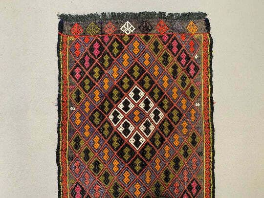 Vintage Turkish Mini Kilim 82x50 Cm Wool Small Kelim Runner, Shabby Chic photo 175.0